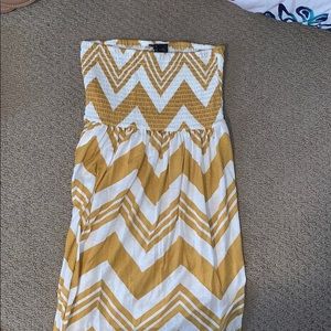 Yellow long strapless sundress!